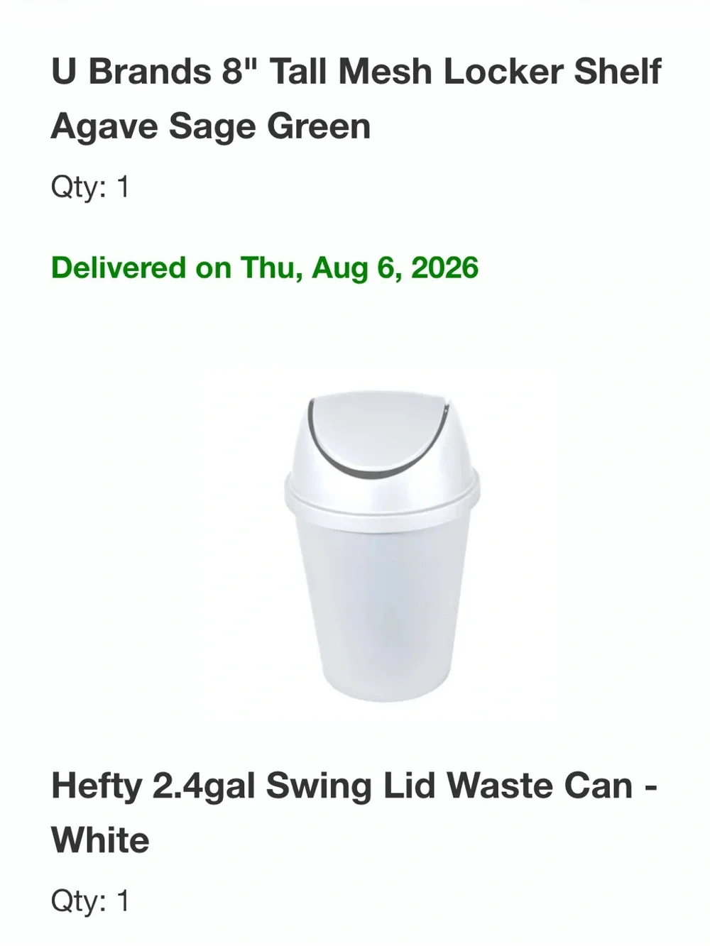 NEW 2.4 Gal White Swing Lid Waste Can - Compact Home Trash Bin